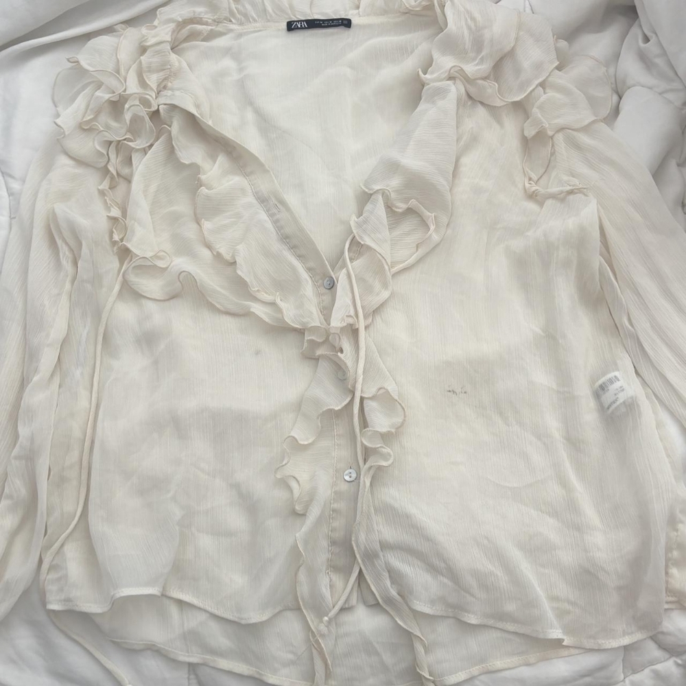 Zara Cream Ruffle Blouse